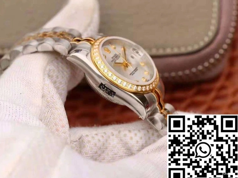 18K Dial Gold 28MM Datejust Silver Lady Rolex Yellow 1123